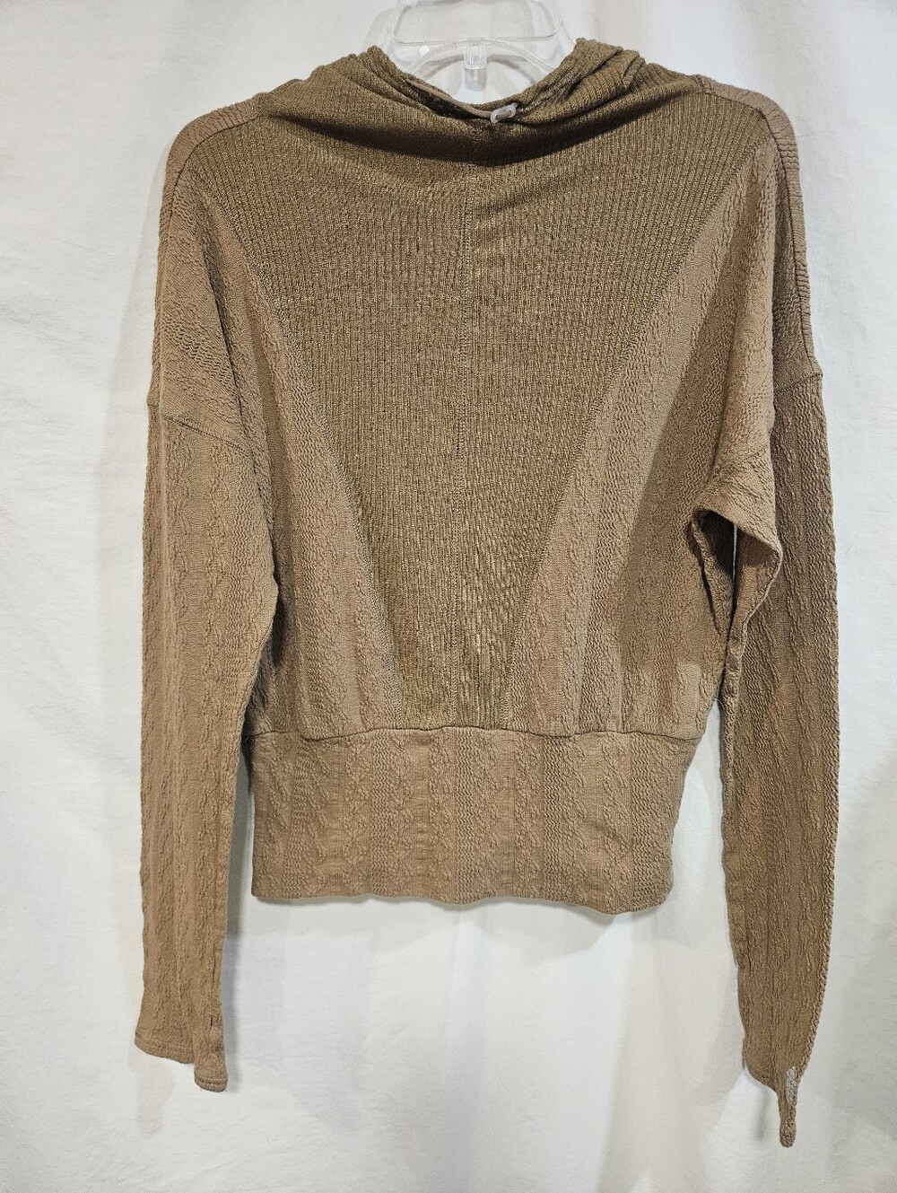 FP Movement by Free People Lightweight Hooded Knit Sweatshirt in Tan - Picture 1 of 5